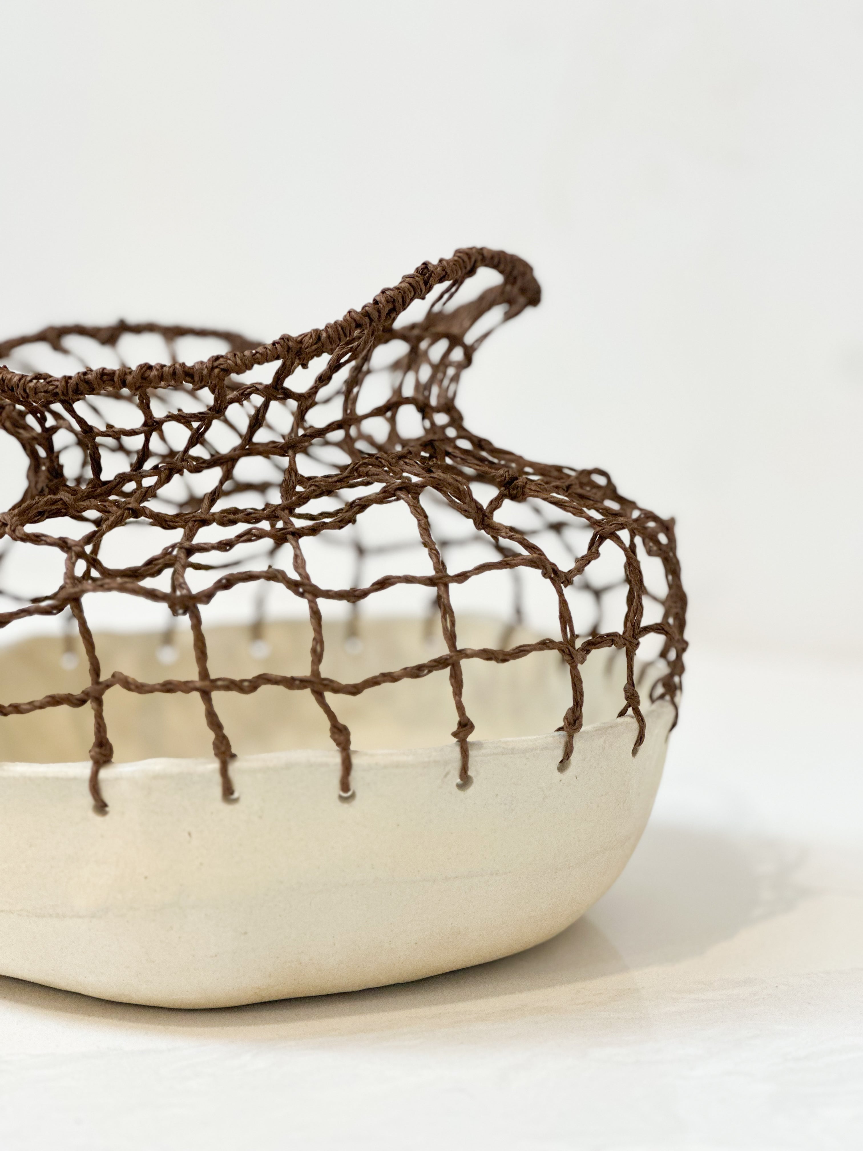 Jarrón Cerámica y Tejido